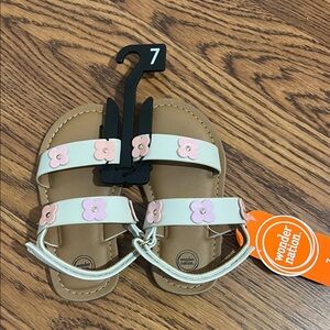 Wonder Nation Kids Sandals - Cream with Pink Flowers